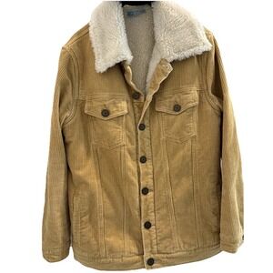 Mumu Blue Corduroy Sherpa Lined M Trucker Jacket Chore Barn Coat Durado Dijon